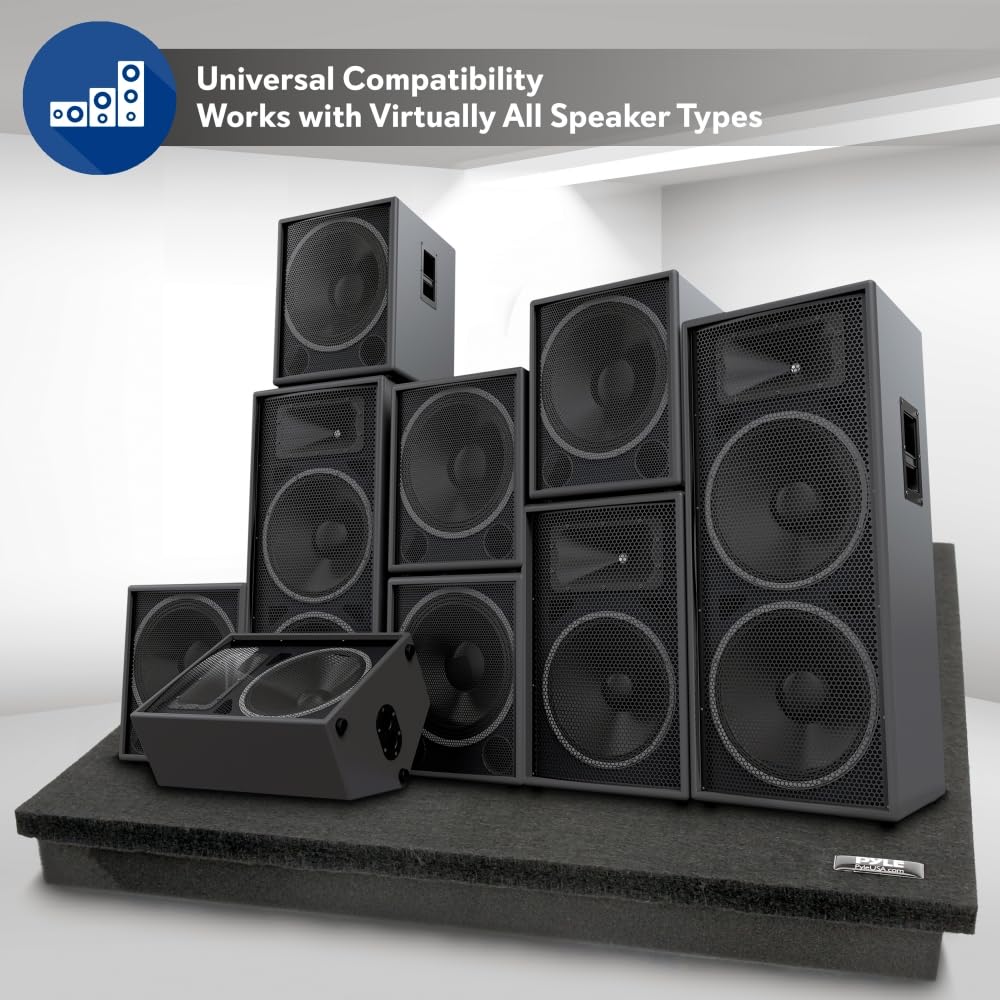 Pyle Sound Dampening Speaker Riser Foam - Audio Acoustic Noise Isolation Platform Pads Recoil Stabilizer w/ Rubber Base Pad For Studio Monitor, Subwoofer, Loudspeakers PSI12 (22.5 x 17.8 x 1.8 Inch)