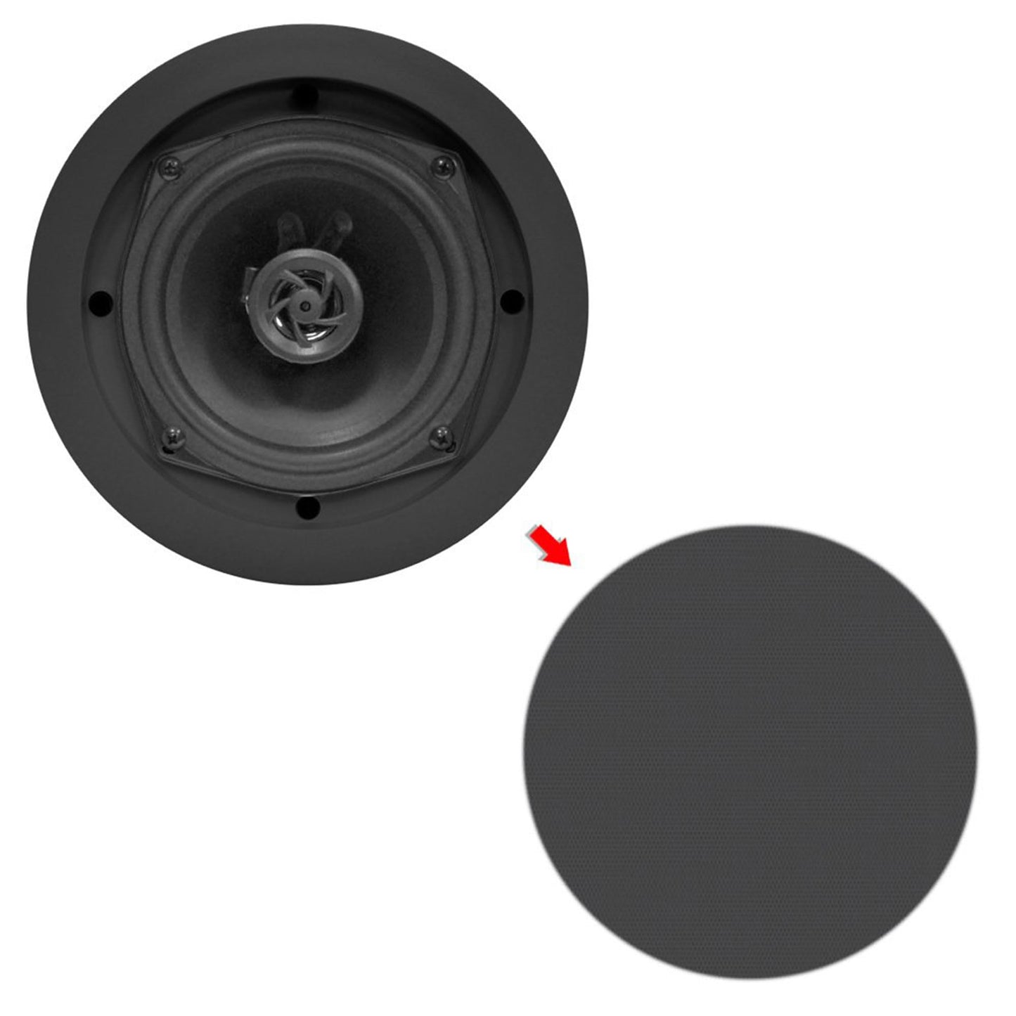 Pyle PDIC61RDBK In-Wall / In-Ceiling Dual 6.5-Inch Speaker System, 2-Way, Flush Mount, Black (Pair)