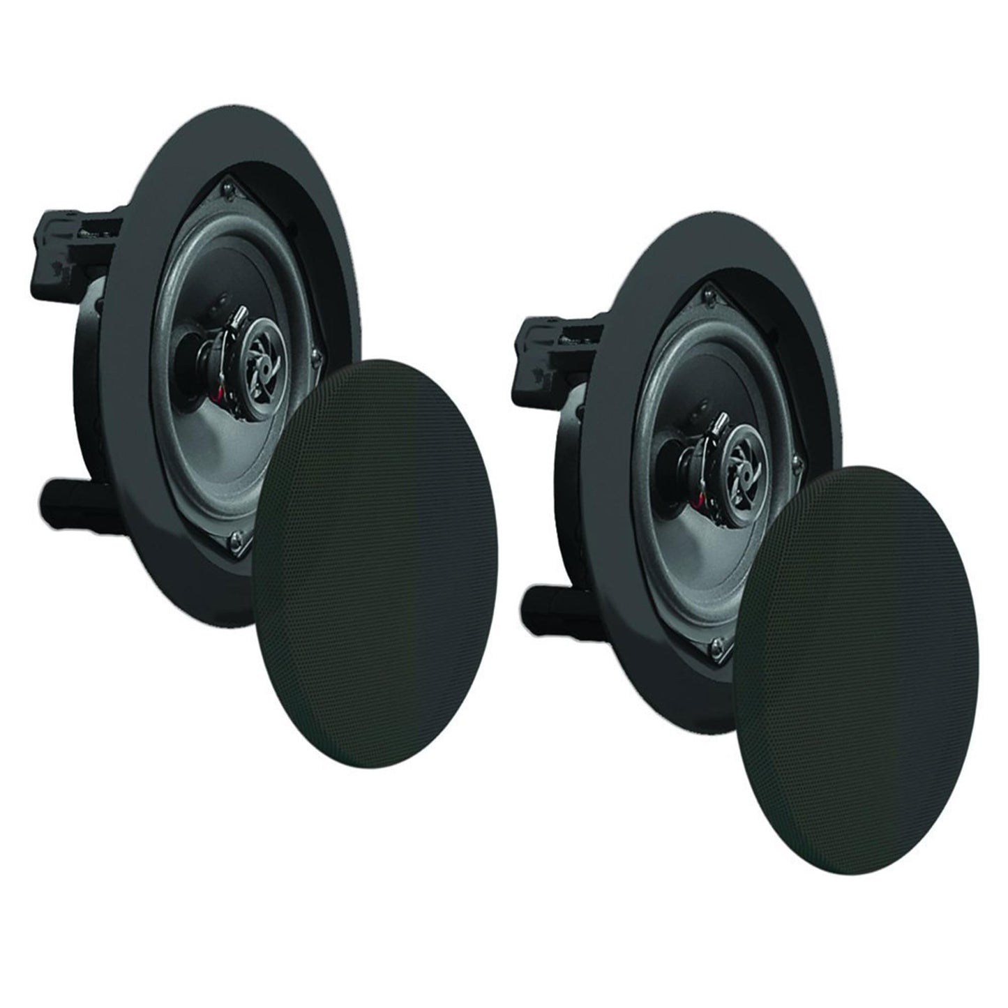 Pyle PDIC61RDBK In-Wall / In-Ceiling Dual 6.5-Inch Speaker System, 2-Way, Flush Mount, Black (Pair)