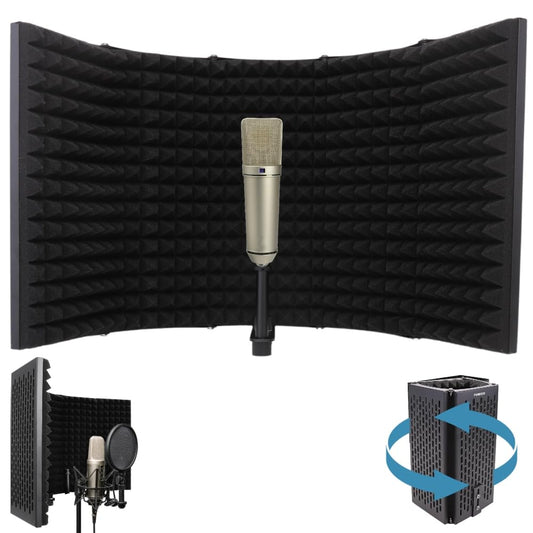 Pyle Studio Microphone Sound Isolation - Enhance Vocals & Singing with 5 Folding Acoustic Panels, Adjustable Depth & Removable Shock Mount - Ideal Podcast Equipment for Singers & Recording