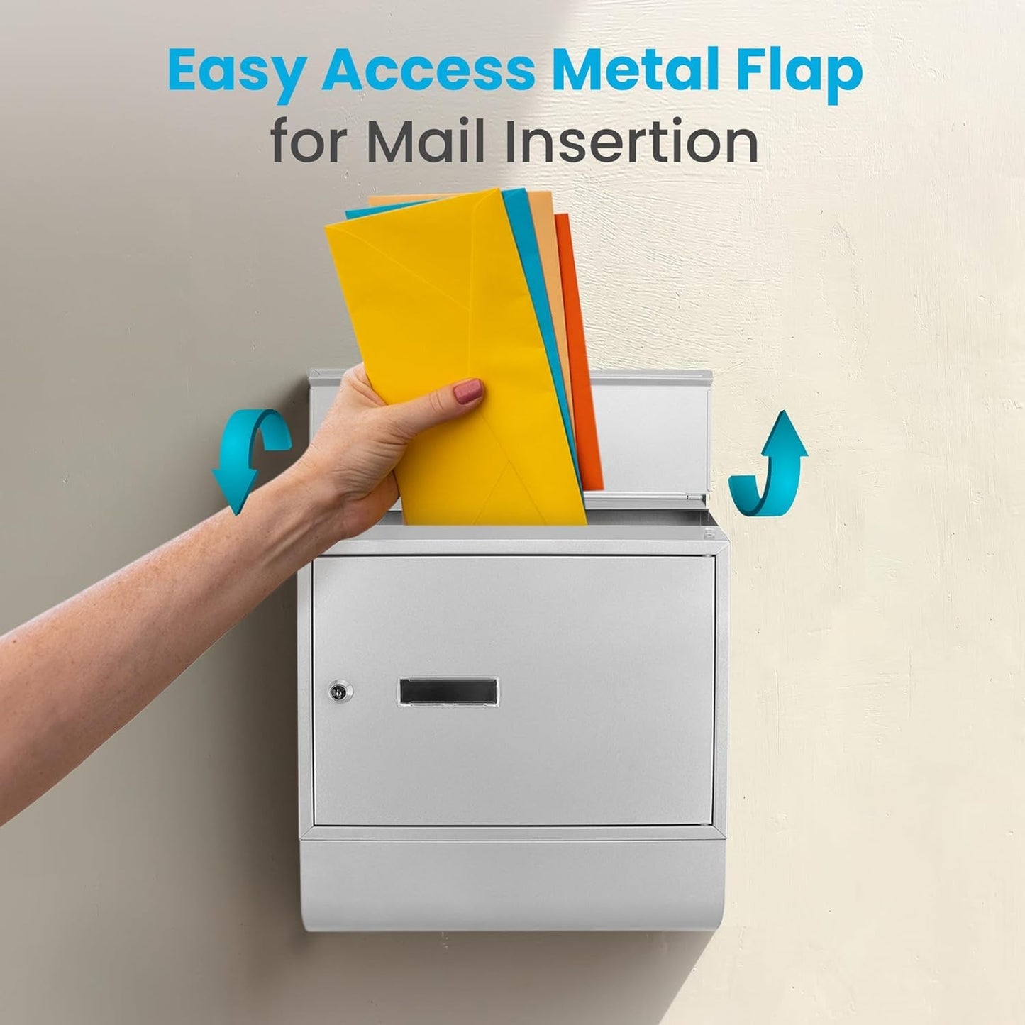 Serenelife Indoor & Outdoor Wall Mount Locking Mailbox | Secure Key & Lock Mechanism | Weather Resistant & Durable | Easy Access Metal Flap | Includes 2 Keys & Mounting Hardware | 13x14x5 IN