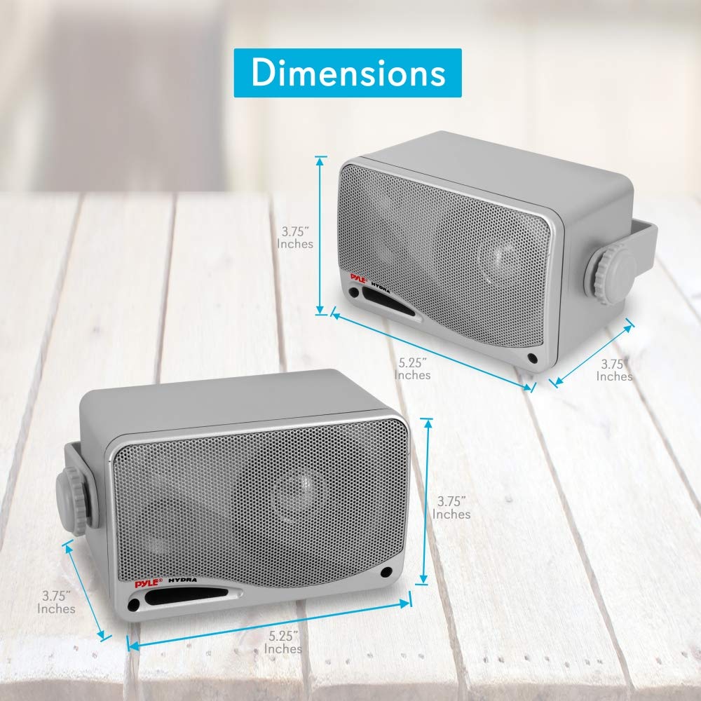 3-Way Weatherproof Outdoor Speaker Set - 3.5 Inch 200W Pair of Marine Grade Mount Speakers - in a Heavy Duty ABS Enclosure Grill - Home, Boat, Poolside, Patio, Indoor Outdoor Use - Pyle PLMR24 (White)
