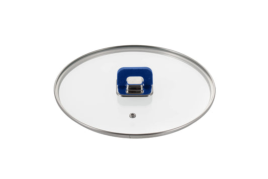 NutriChef Lid For 3.7 Quart Sautepan Pot - Non-Stick Stylish Kitchen Cookware with Foldable Knob, PFOA Free, Works with Model: NCCWSTKBUL (Blue)