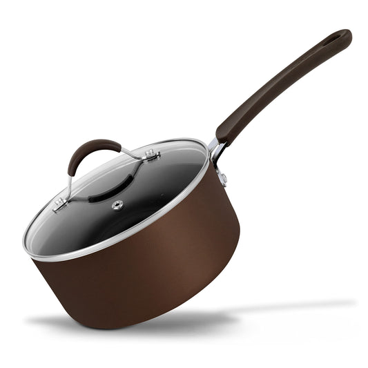 Nutrichef Sauce Pot with Lid - Non-Stick High-Qualified Kitchen Cookware with See-Through Tempered Glass Lids, 2.5 Quart (Works with Models: NCCW14SBR & NCCW20SBR)