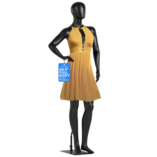 SereneLife Premium Female Mannequin – 68.9" Life-Size Dress Form with Realistic Face, Rotating Head, Flexible Limbs, Detachable Body & Sturdy Metal Base for Boutiques, Exhibits & Fashion Display