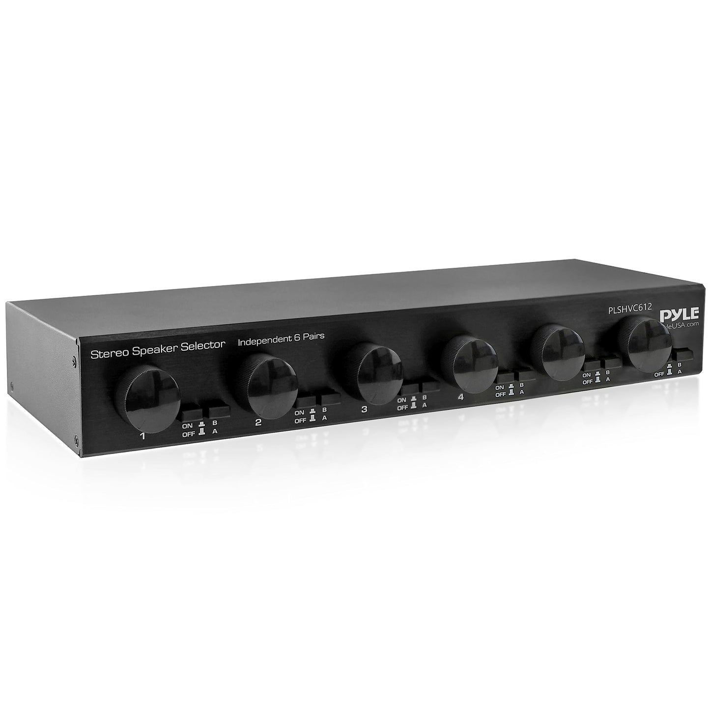 Pyle 6 Channel High Power Stereo Speaker Selector with Volume Control - Rugged and Durable Housing Construction, Cabinet Heat Sink, Plug and Play Easy Install - PLSHVC612