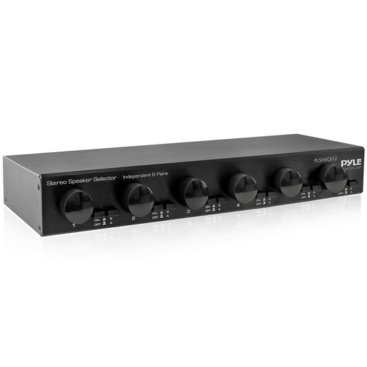 Pyle 6 Channel High Power Stereo Speaker Selector with Volume Control - Rugged and Durable Housing Construction, Cabinet Heat Sink, Plug and Play Easy Install - PLSHVC612