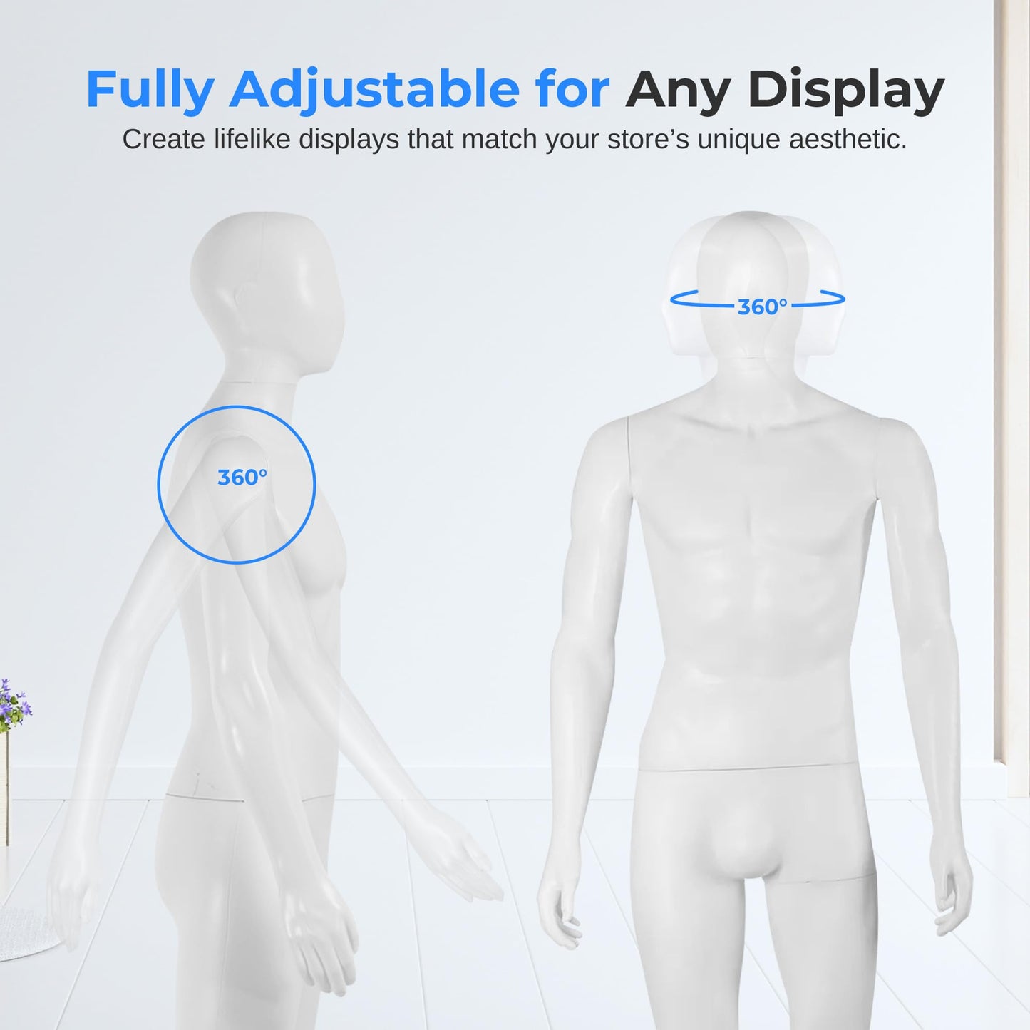 SereneLife 73" Tall Full-Body Male Mannequin With Adjustable Head, Flexible Limbs And Detachable Design, Perfect For Clothing Stores, Boutiques, Exhibitions And More