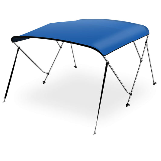 SereneLife Waterproof Boat Bimini Top Cover-79-84'W 3 Bow Bimini Top Canvas Sun Shade Boat Canopy 1' Double Wall Alu Frame Tube,2 Straps 2 Rear Support Poles,Storage Boot-SLBT3RB794(Royal Blue)