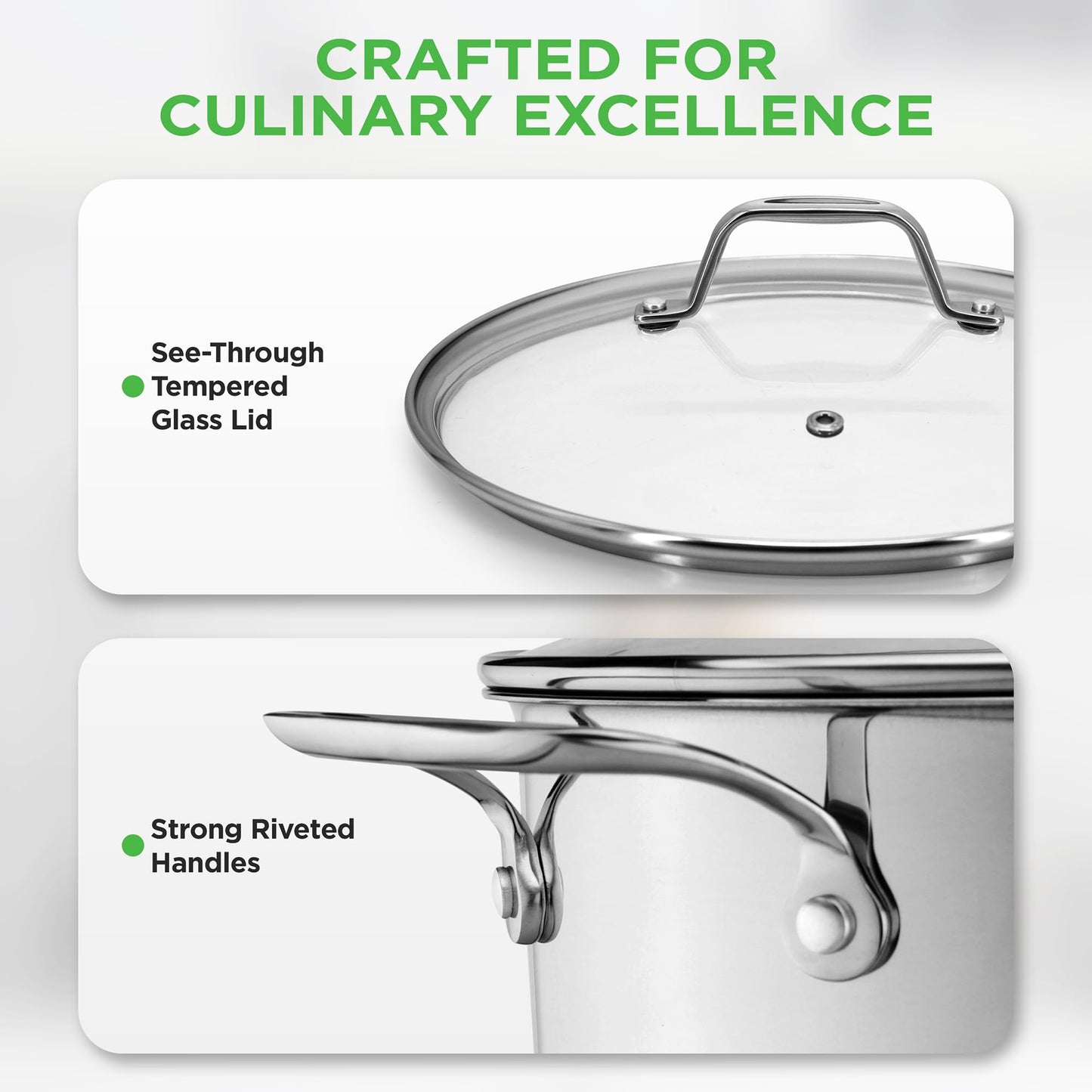 NutriChef 6-Quart Stainless Steel Stockpot – 18/8 Food Grade Heavy-Duty Induction-Compatible Pot with See-Through Lid, Ideal for Stews, Broths, Simmering & Soups, Dishwasher Safe – NCSP6