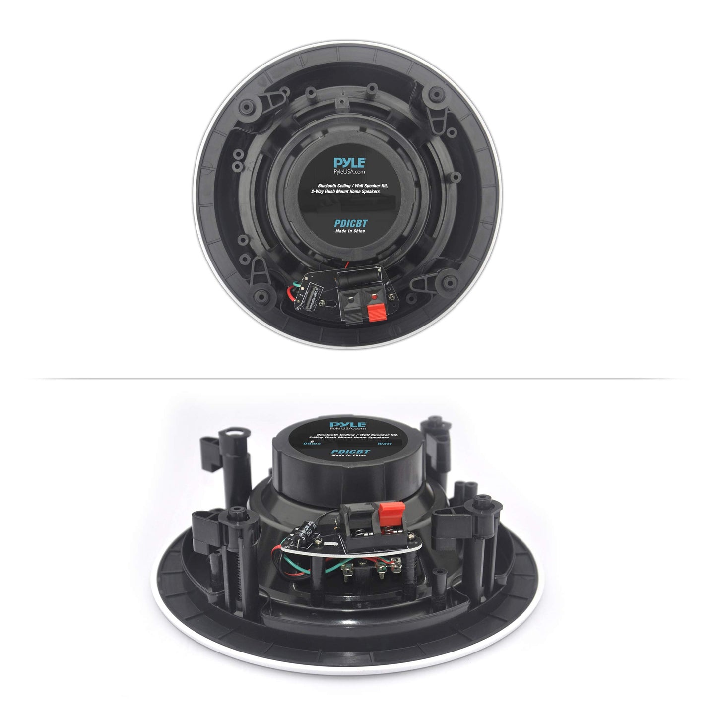 Pyle 5.25” 4 Bluetooth Flush Mount In-wall In-ceiling 2-Way Speaker System Quick Connections Changeable Round/Square Grill Polypropylene Cone & Tweeter Stereo Sound 4 Ch Amplifier 150 Watt (PDICBT256)