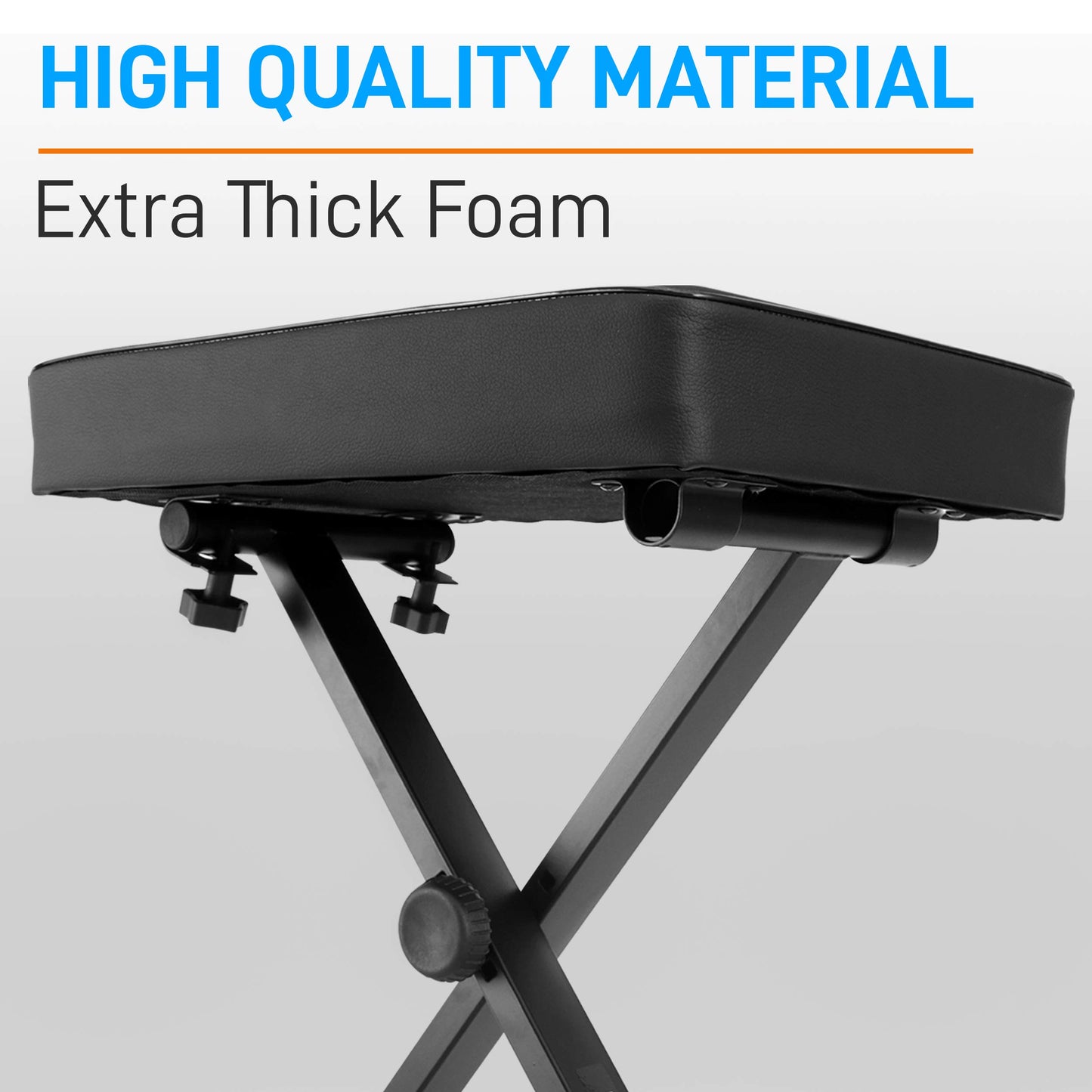 Pyle Adjustable Padded Keyboard Piano Bench - X-Style Foldable Keyboard Piano Seat w/Three Height Positions, 4 Non-Slip Rubber Feet, Extra Thick Foam Cushion PKST52