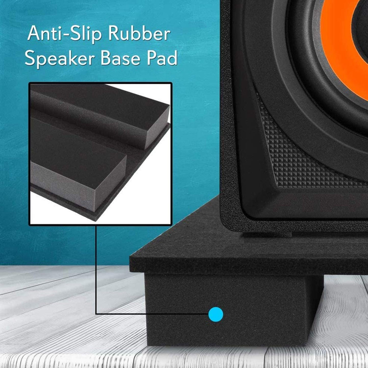 Pyle Sound Dampening Speaker Riser Foam - Audio Acoustic Noise Isolation Platform Pads Recoil Stabilizer w/ Rubber Base Pad For Studio Monitor, Subwoofer, Loud Speakers - PSI21 (22.3 x 15 x 3 Inch)