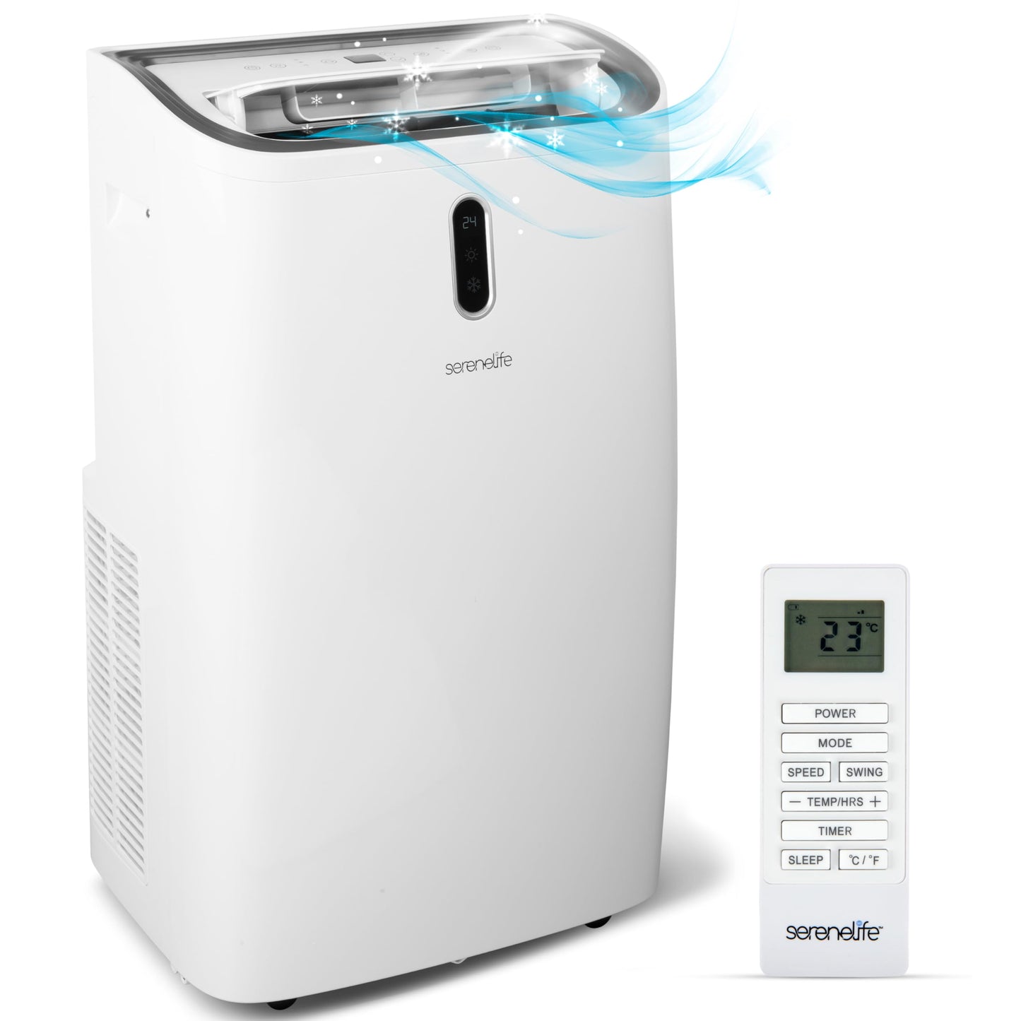 SereneLife SLPAC406W Portable Air Conditioner-14000 Capacity (ASHRAE) Compact Home A/C Cooling Unit with Built-in Dehumidifier & Fan Modes, Includes Window Mount Kit (White), 14,000 BTU