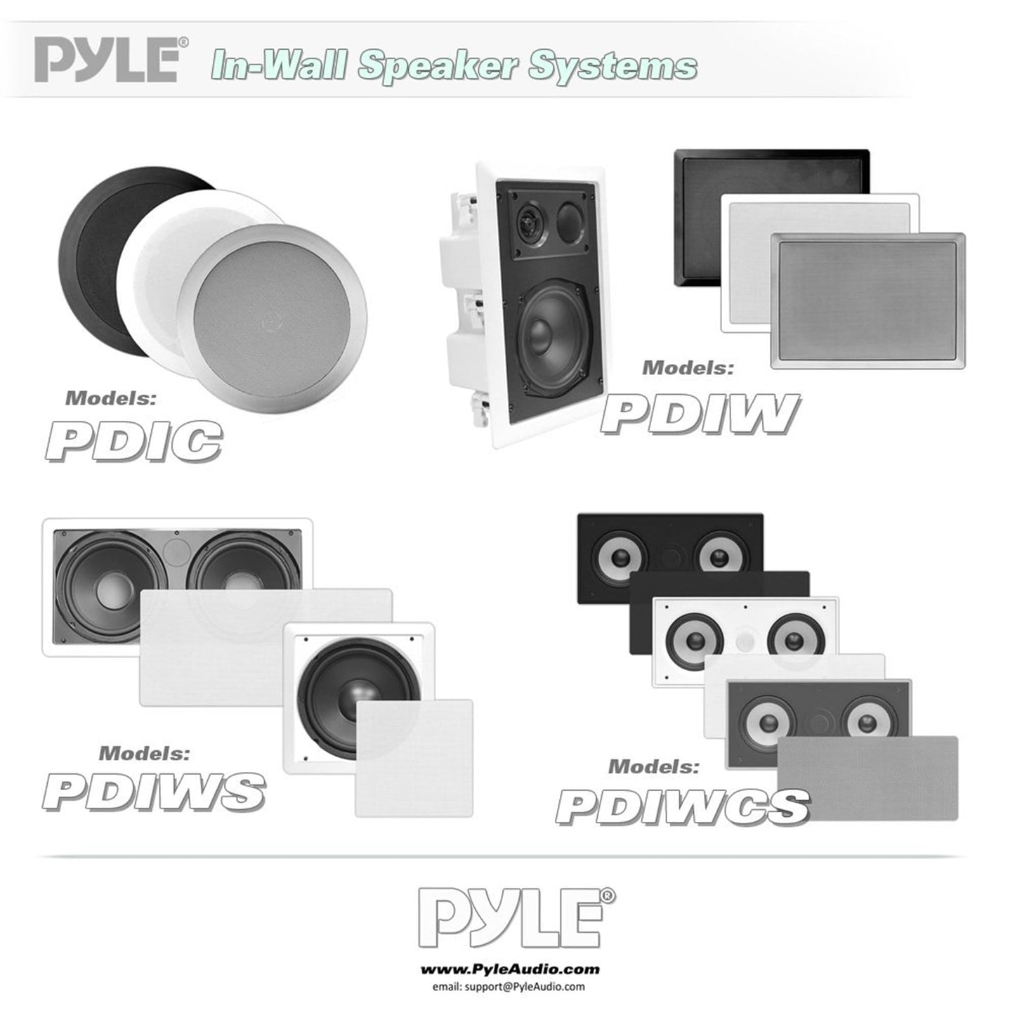 Pyle PDIC61RDBK In-Wall / In-Ceiling Dual 6.5-Inch Speaker System, 2-Way, Flush Mount, Black (Pair)