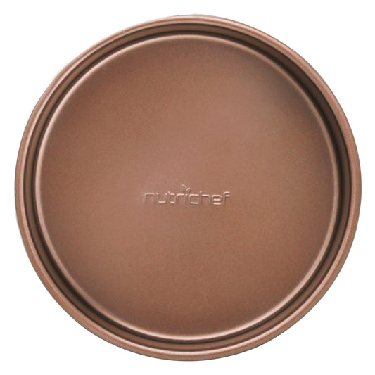 NutriChef 7-inch Nonstick Round Cake Pan - Premium Carbon Steel Circular Baking Pan - Great for Baking Pies, Cheesecakes, Layer Cakes & More - Dishwasher Safe, Gold