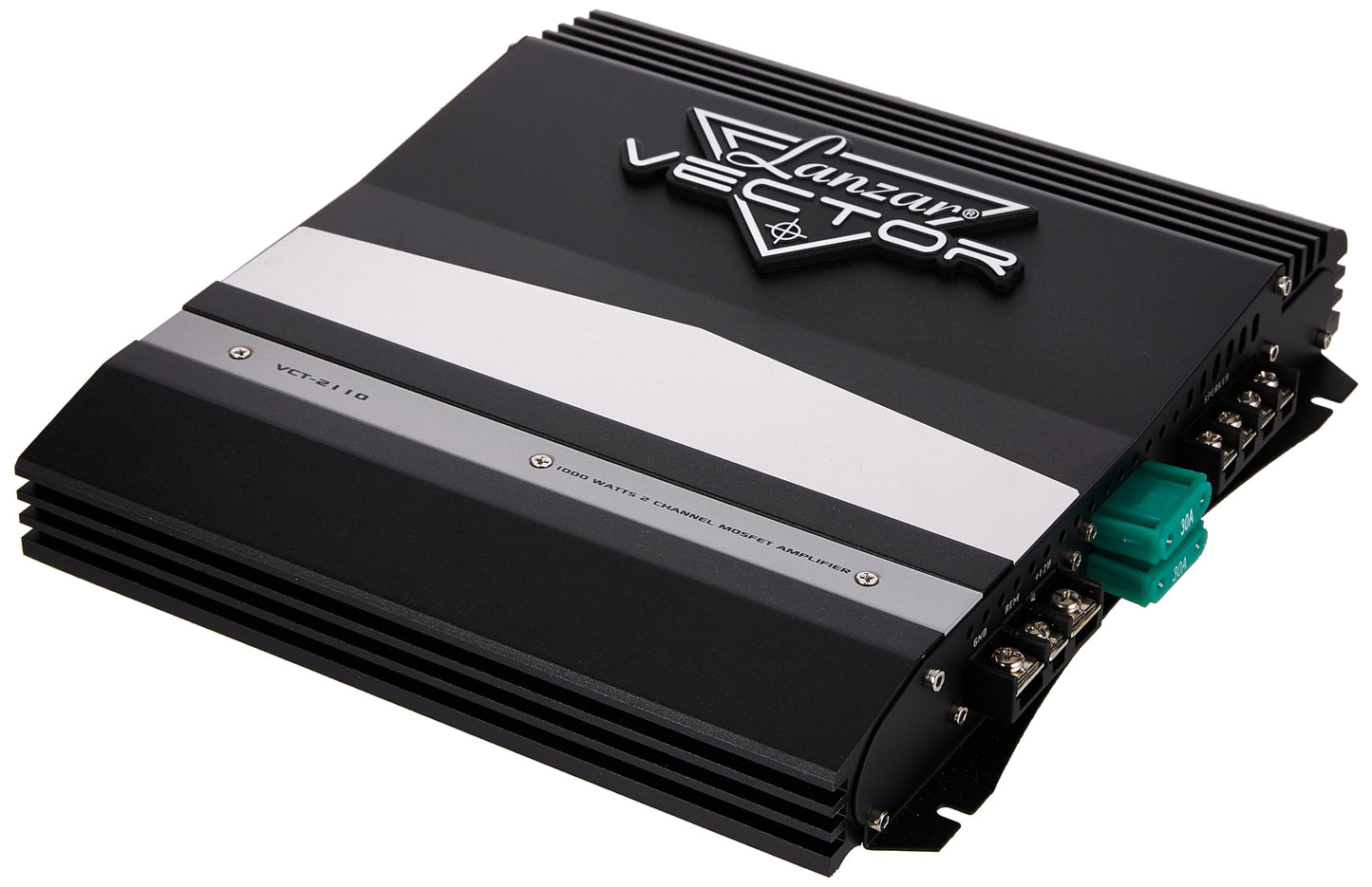 Lanzar 1000W 2-Channel Bridgeable Mono/Stereo Amplifier - High Power MOSFET Amp for Car Audio - Crossover - Bass Boost - RCA Input - Line Output - Thermal/Short Circuit Protection - Slim Size- VCT2110
