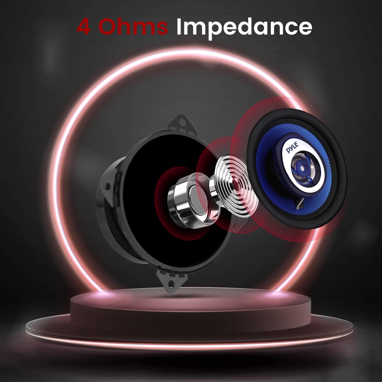 Pyle 4" Car Sound Speaker (Pair) - Upgraded Blue Poly Injection Cone 2-Way 180 Watt Peak w/ Non-fatiguing Butyl Rubber Surround 110 - 20Khz Frequency Response 4 Ohm & 3/4" ASV Voice Coil - PL42BL