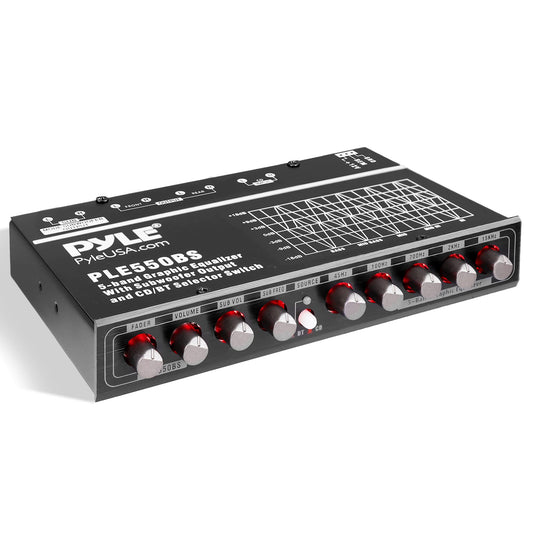 PyleUsa 5 Bands Graphic Equalizer with SUB Volume Adjustable for Subwoofer Channel, Built in Bluetooth for Wireless Music Streaming, Stereo RCA Output, Aux RCA Input, Mounting Hardware Included
