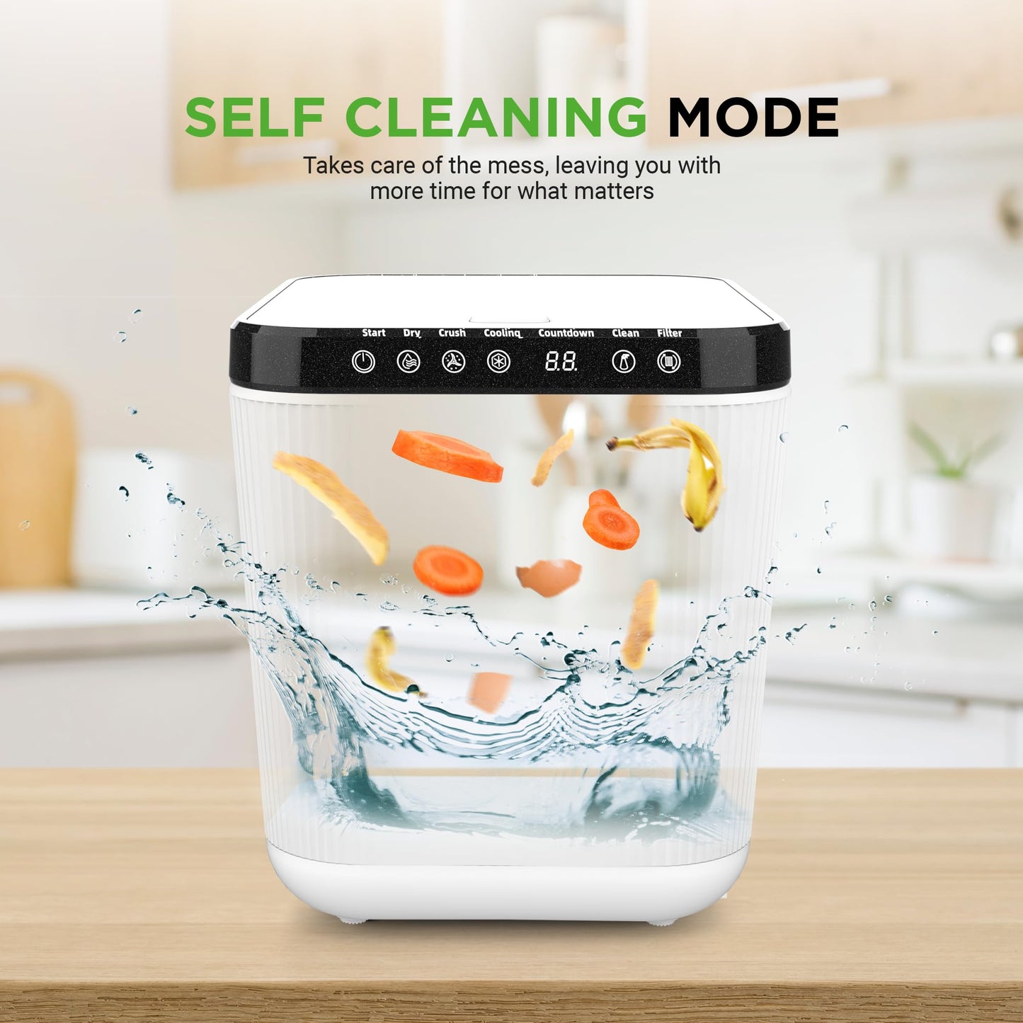 Nutrichef 3L Electric Kitchen Composter - Compost’s Organic Material & Food Scraps | Countertop Automatic Compost Bin | Dry, Crush, & Cooling Functions | Perfect for Kitchens & Apartments | White