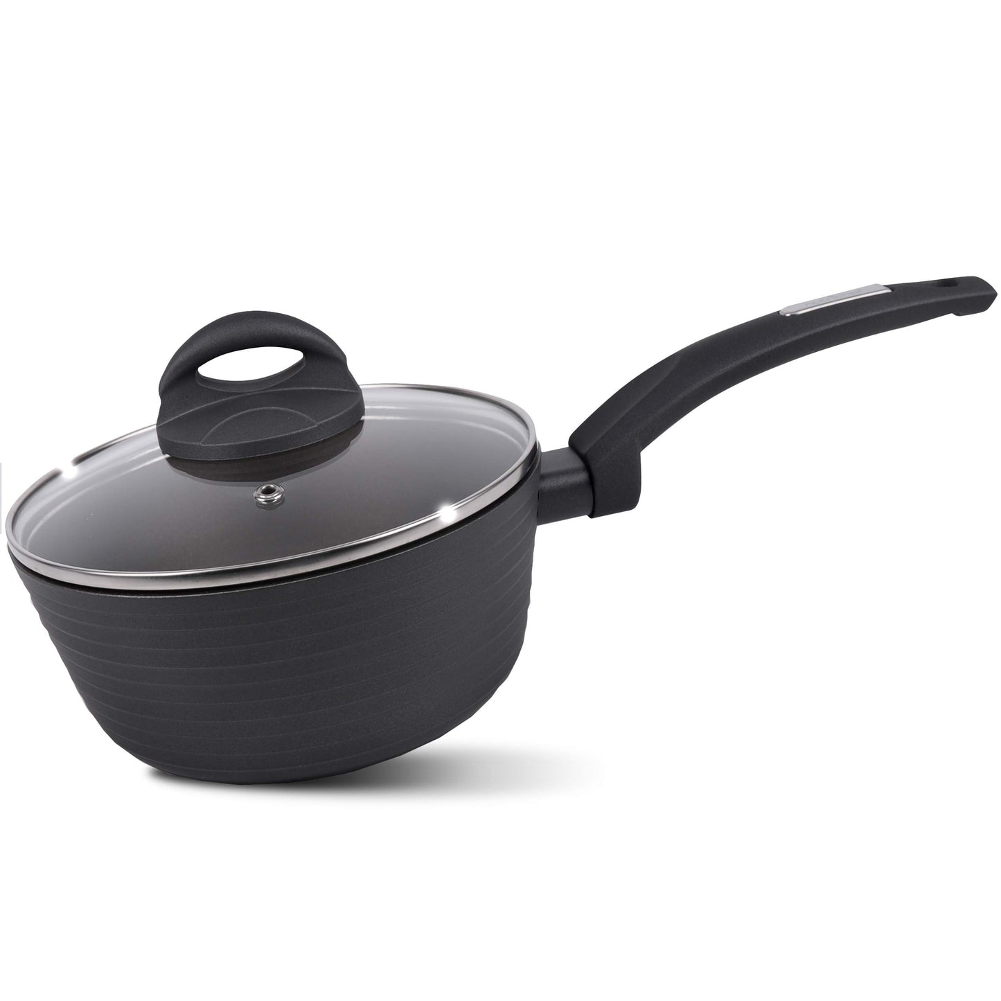 NutriChef Replacement Part-Saucepan Pot with Lid, 1.7 Quart, small, BLACK