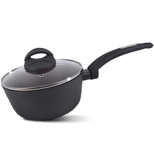 NutriChef Replacement Part-Saucepan Pot with Lid, 1.7 Quart, small, BLACK