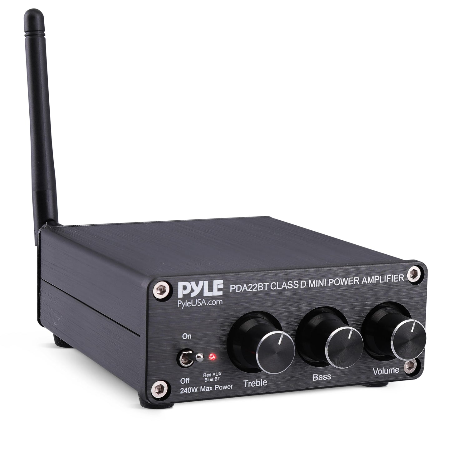 Pyle 200W Bluetooth 5.0 Portable Home Stereo Amplifier - 2 Channel Compact Wireless Mini Receiver with Bass & Treble Control - for Indoor - Outdoor - Garage - Desktop - Portable Speaker - PDA22BT