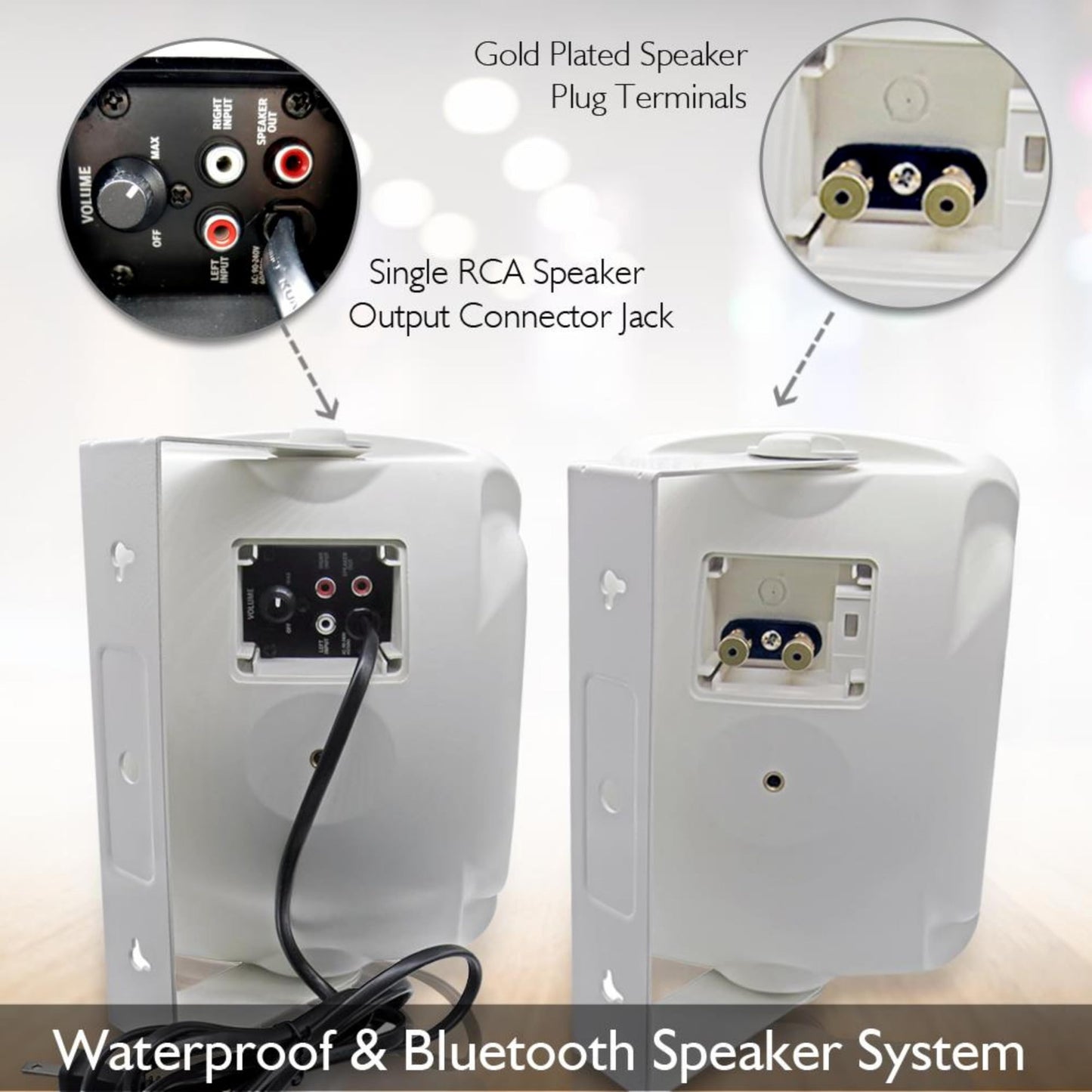 Pyle Outdoor Bluetooth Wireless Speaker System-2-way Active/Passive Pair - 6.5in, 800Watt Peak Power,Weatherproof,Wall/Ceiling Mounted Speakers w/ Metal Grill, Universal Mount, Indoor/Outdoor-White