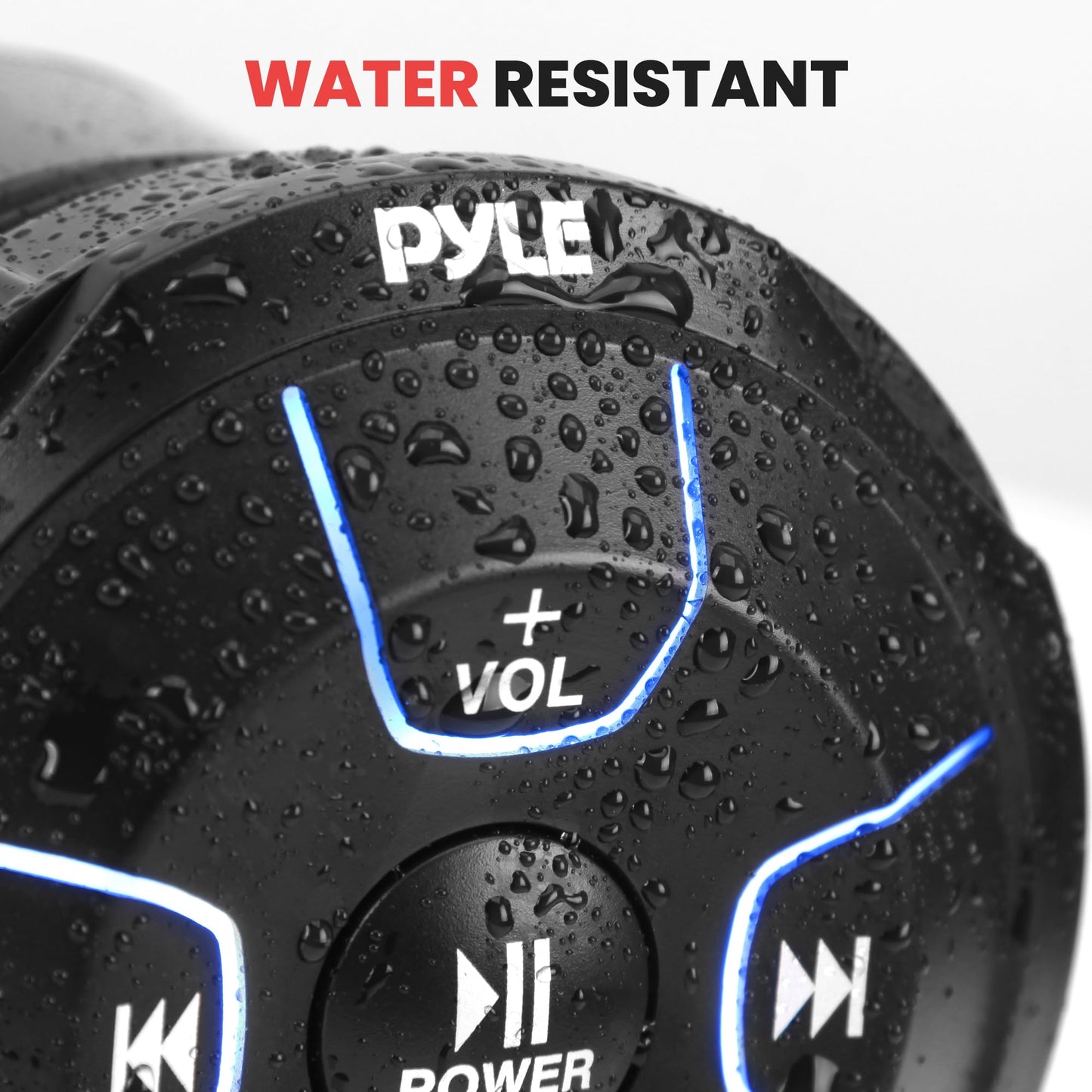 Pyle Amplified Wireless Bluetooth Audio Controller - 300 Watt Bluetooth Media Button, Waterproof Marine Receiver Remote Control W/Aux, Mount for Car Truck Boat Marine Powersport Vehicles - PLMRBT18
