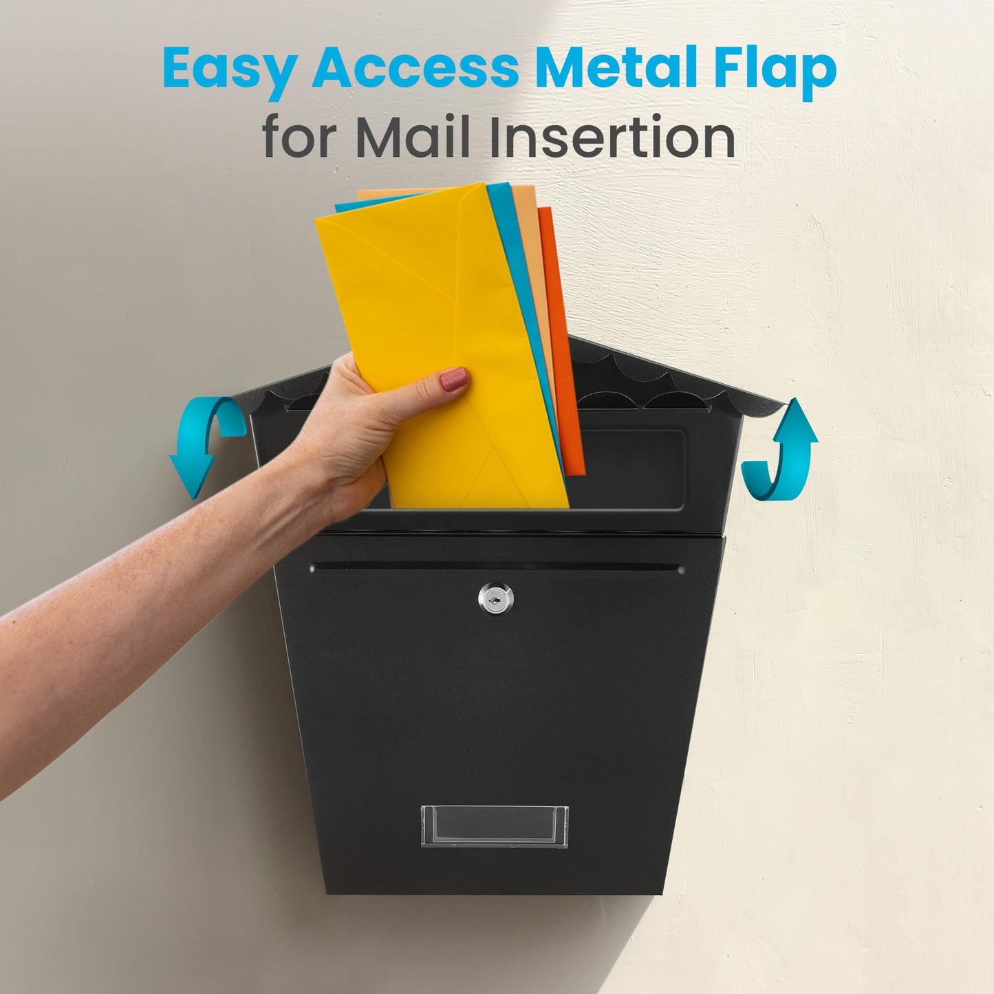 Serenelife Indoor & Outdoor Wall Mount Locking Mailbox | Secure Key & Lock Mechanism | Weather Resistant & Durable | Easy Access Metal Flap | Includes 2 Keys & Mounting Hardware | 13x14x5 IN