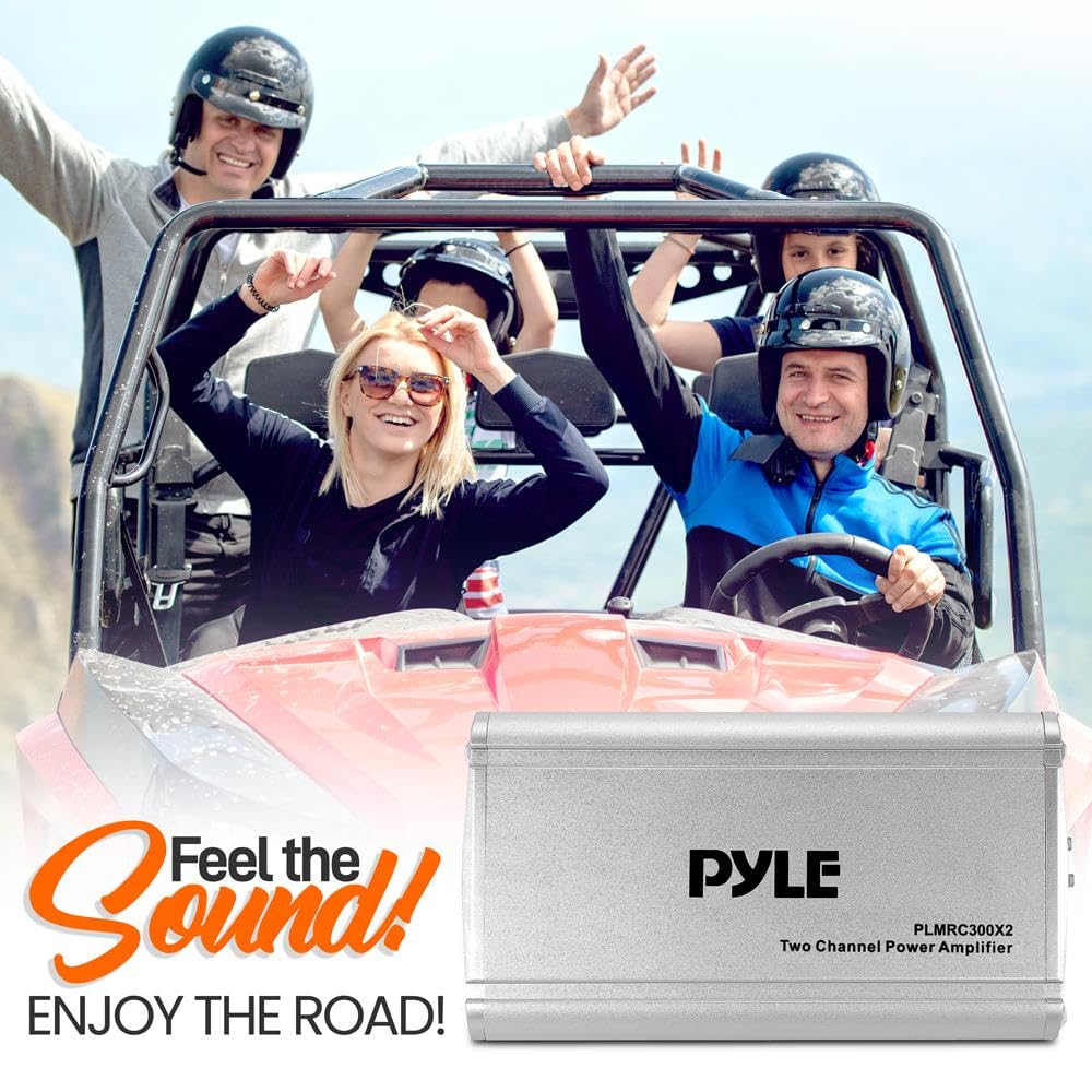 PyleUsa 2 Channel Weather Resistant Audio Amplifier System, Class D Compact Designed Suit for Car, ATV, UTV, 4X4, Jeep, Motorcycle and Marine Vehicles