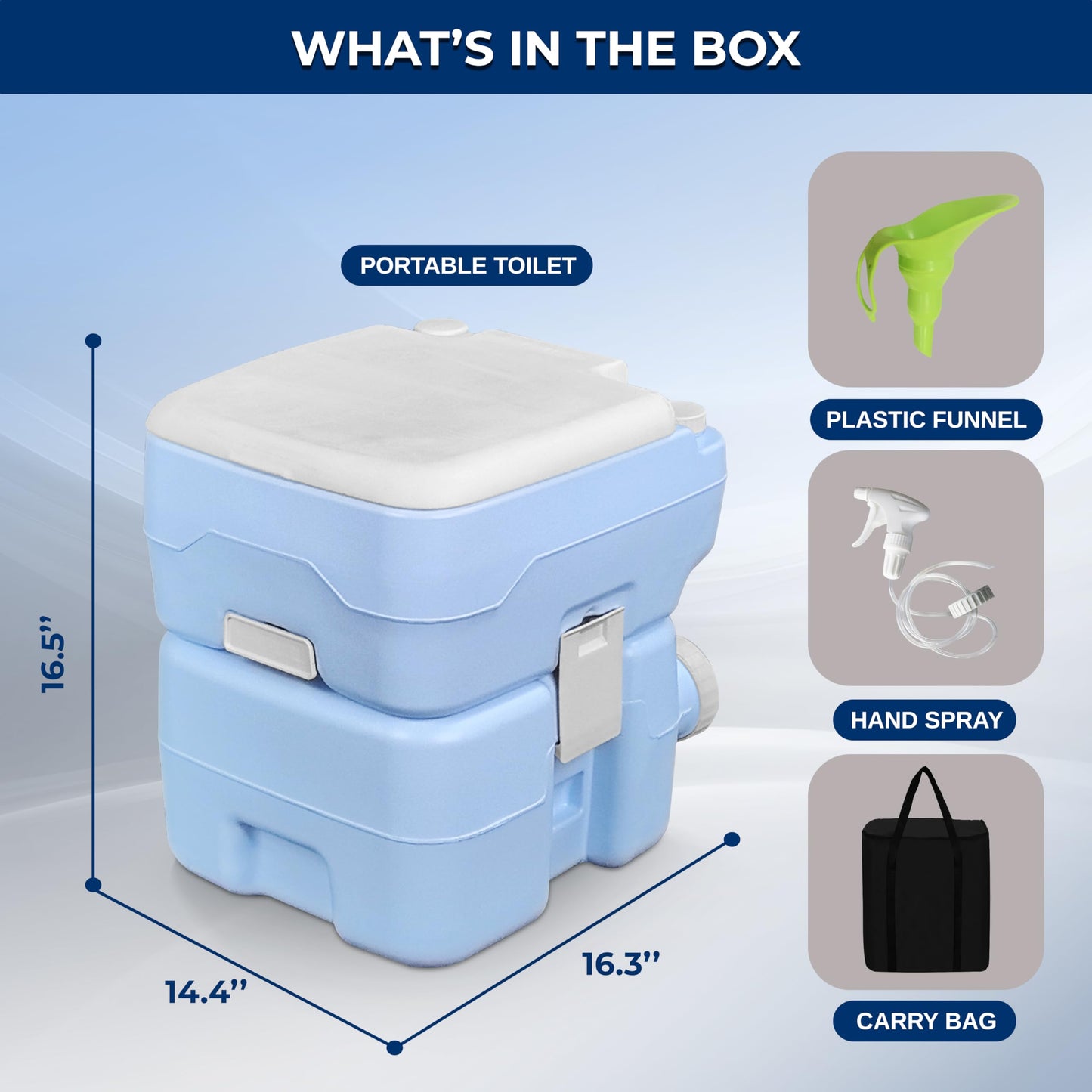 SereneLife 20L Portable Toilet with Carry Bag, Hand Sprayer & Funnel – Leak-Proof, Odorless Camping Toilet with Detachable Waste Tank, T-Flush System & 330 lb Capacity for Indoor & Outdoor Use