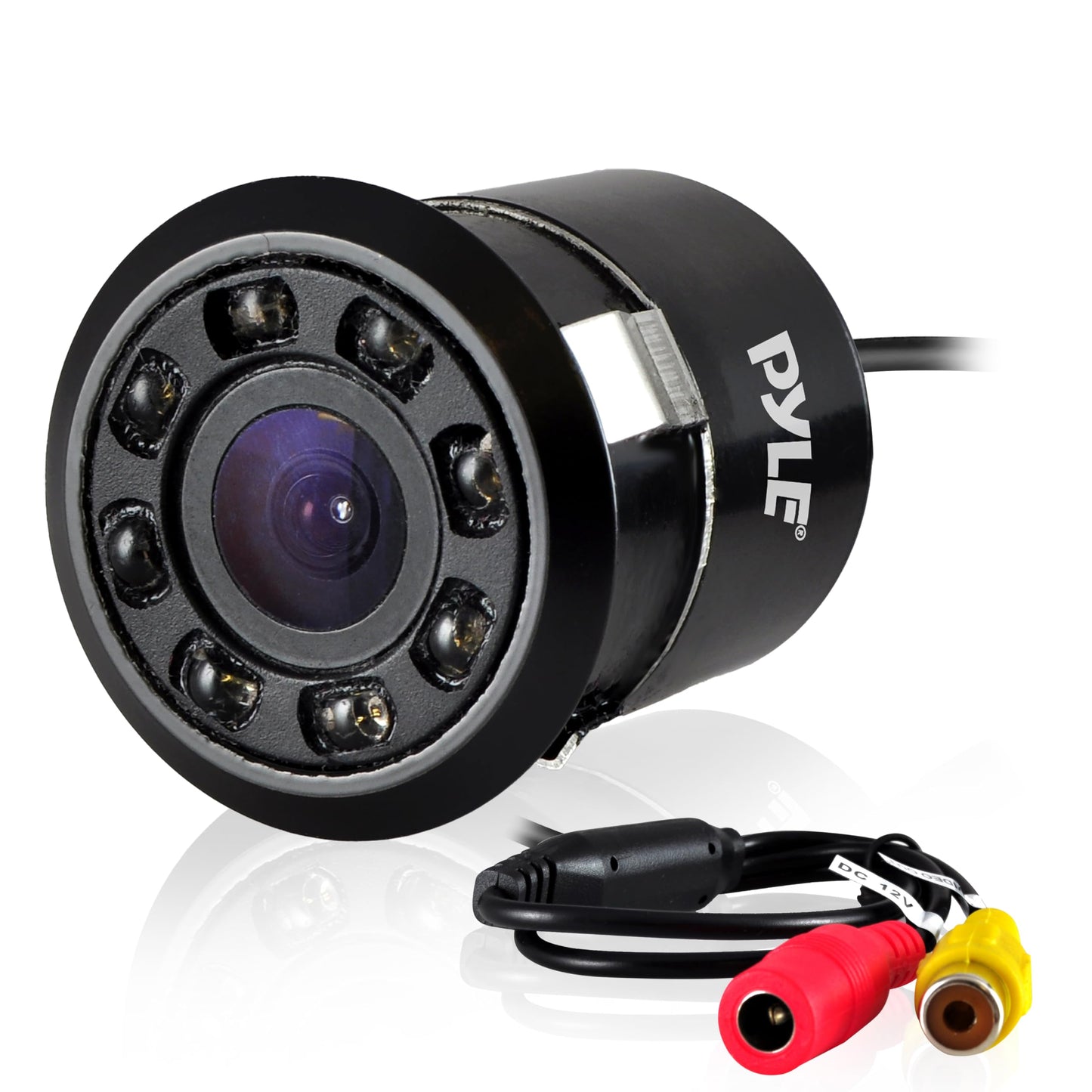 Pyle PLCM12 Rearview Backup Parking Assist Camera (Waterproof Night Vision Cam, Distance Scale Line Display, Flush Mount)