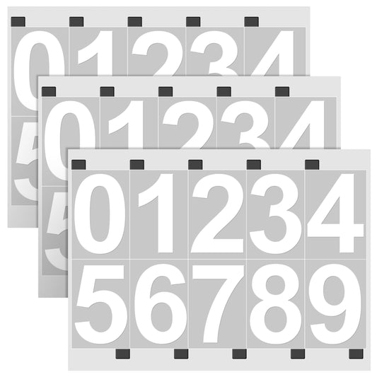 SereneLife Reflective Mailbox White Number Stickers | 3 Sets of (0-9) 1.6"x3" Inch Self-Adhesive Vinyl Numbers | Weatherproof, Easy Installation & Enhanced Reflection, Suitable for Outdoor Surfaces