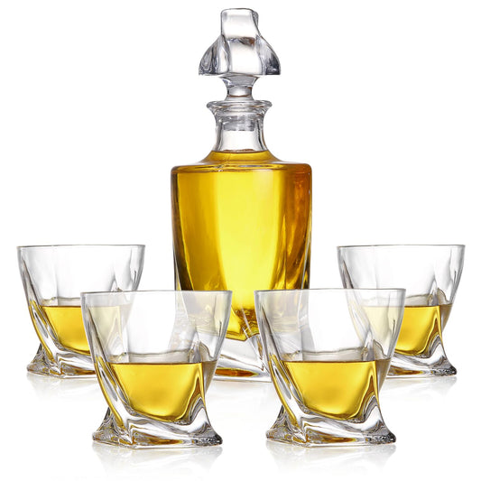 NutriChef Kitchen Whiskey Decanter, Crystal Glass, BPA Free, 750ml Capacity, Thick Bottom, Classic Design, Enhances Taste, Environmentally Friendly, Easy-to-Clean, Set Includes Decanter