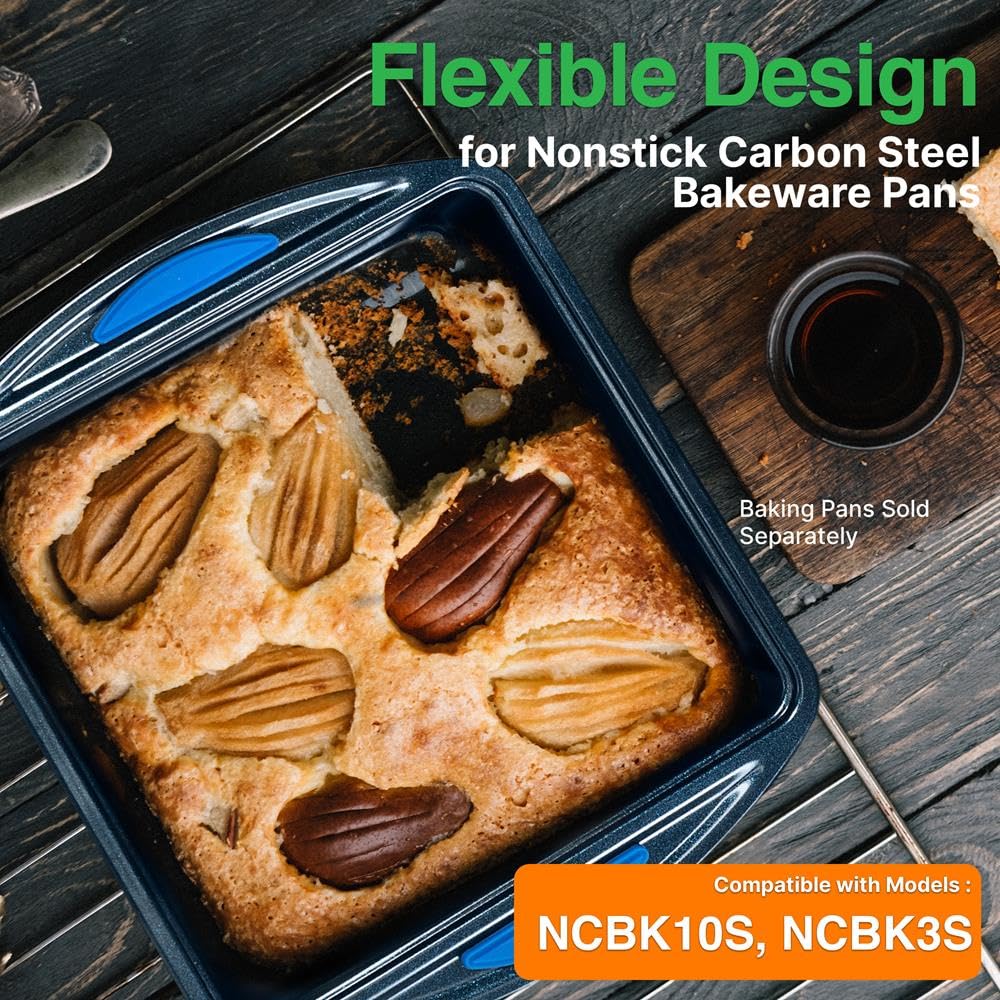 NutriChef Blue Silicone Handles - Flexible Design for Nonstick Carbon Steel Bakeware Pans - Compatible with Models: NCBK10S, NCBK3S