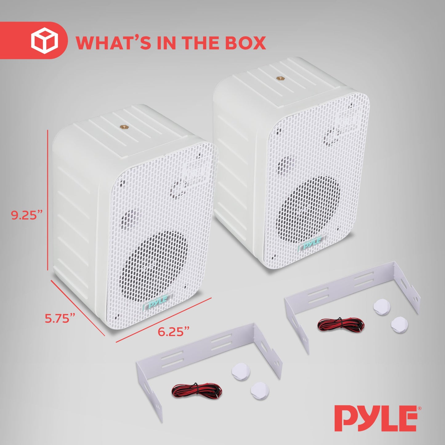 Pyle - Indoor / Outdoor Waterproof Speaker System - 5.25 Inch Pair of Weatherproof Wall/Ceiling Mounted Speakers with Heavy Duty Mesh Covers, 200 Watts RMS, Universal Mount - PDWR40W (White)