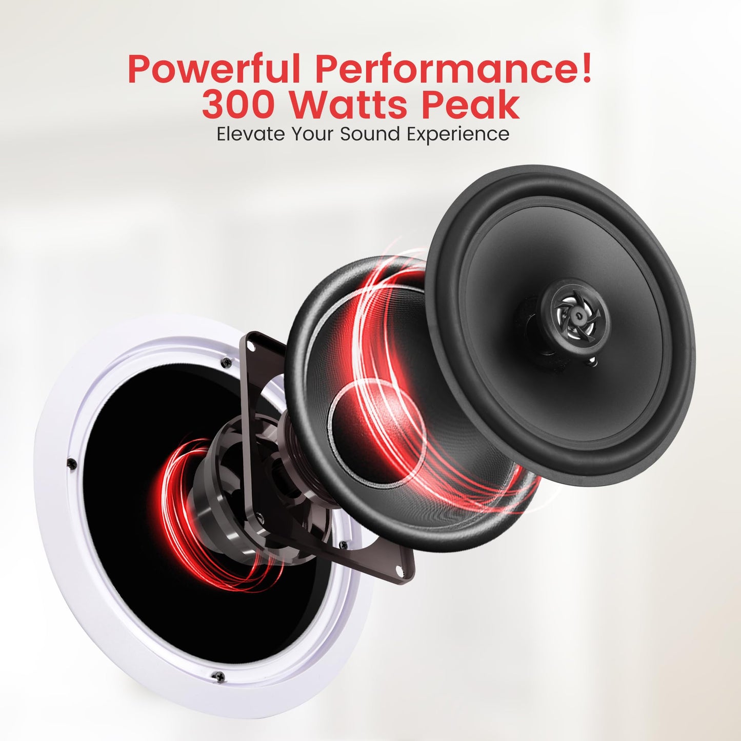 Pyle 8” Ceiling Wall Mount Speakers - Pair of 2-Way Midbass Woofer Speaker 70v Transformer Directable 1” Titanium Dome Tweeter Design w/ 55Hz-22kHz Frequency Response & 300 Watts Peak - Pyle PDIC80T White