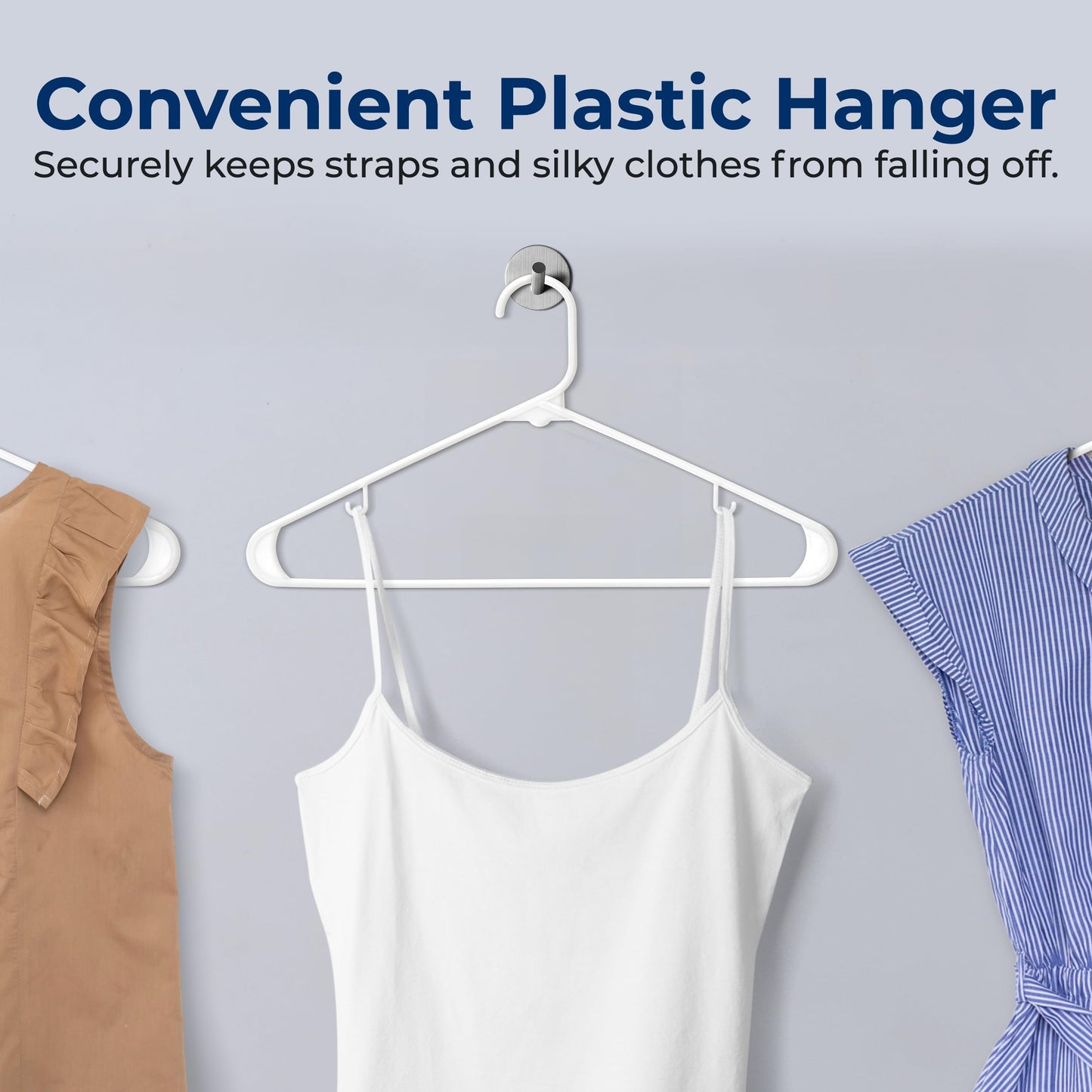 SereneLife White Plastic Hangers 200 Pcs, Durable Hanger Set with Slip Design, Tubular Hangers with 2 Integrated Strap Hooks, Mega Pack for Clothes