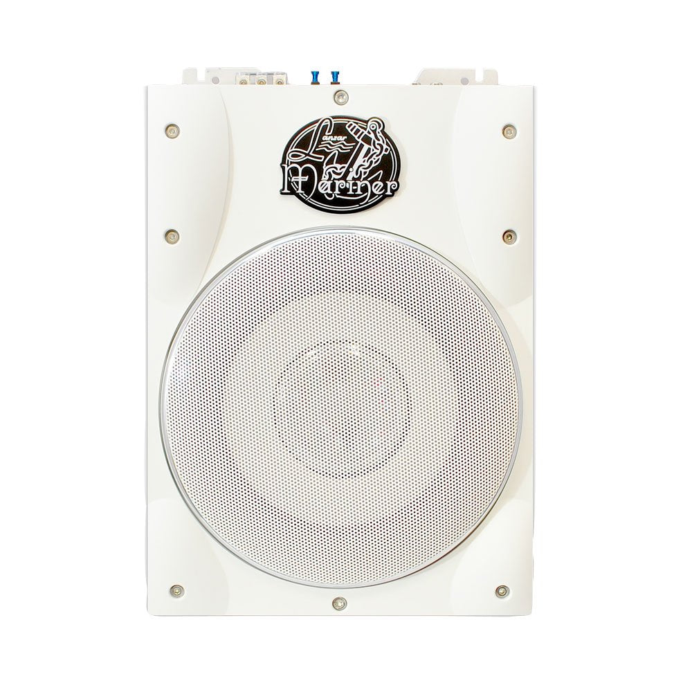 Lanzar Low Profile Marine Subwoofer System - 1000 Watt 8 Inch Slim Active Waterproof Amplified Bass Speaker - Underseat Mount Audio Sound Amplifier Box, Marine Vehicles - Lanzar AQTB8 (White)