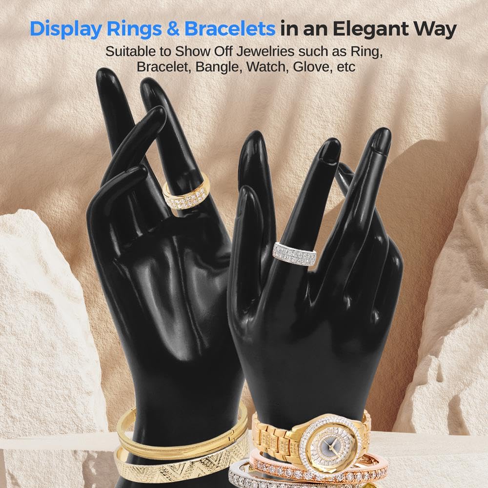 SereneLife Jewelry Hand Display Holder, 8.7-Inch Long Female Mannequin Hand, Perfect for Showcasing Rings, Bracelets, Bangles, Watches, Gloves, Sturdy, Stylish Display for Accessories