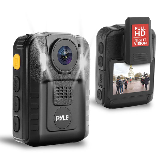 Pyle Police Security Video Compact Camera - HD 2304x1296p Rechargeable Wireless Waterproof Wearable Law Enforcement Mini Surveillance Cam, Audio Video Recording, Night Vision, Motion Detector PPBCM6