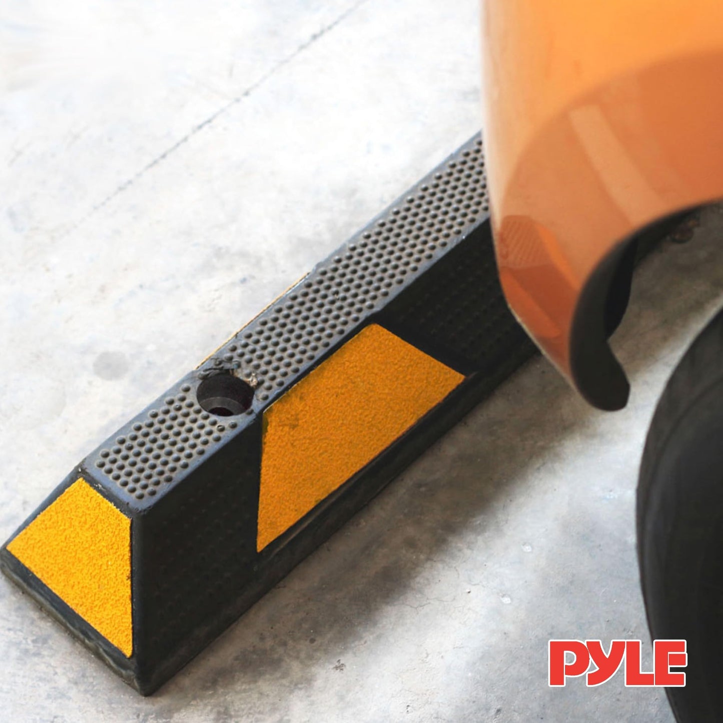 Pyle Curb Parking Garage Floor Stopper - 72 Inch Extra Wide Heavy Duty Rubber Parking Lot Stopper, for Vehicles Truck Driveway, Protect Bumpers for Cars Vans Trucks - Pyle PCRSTP14, Black