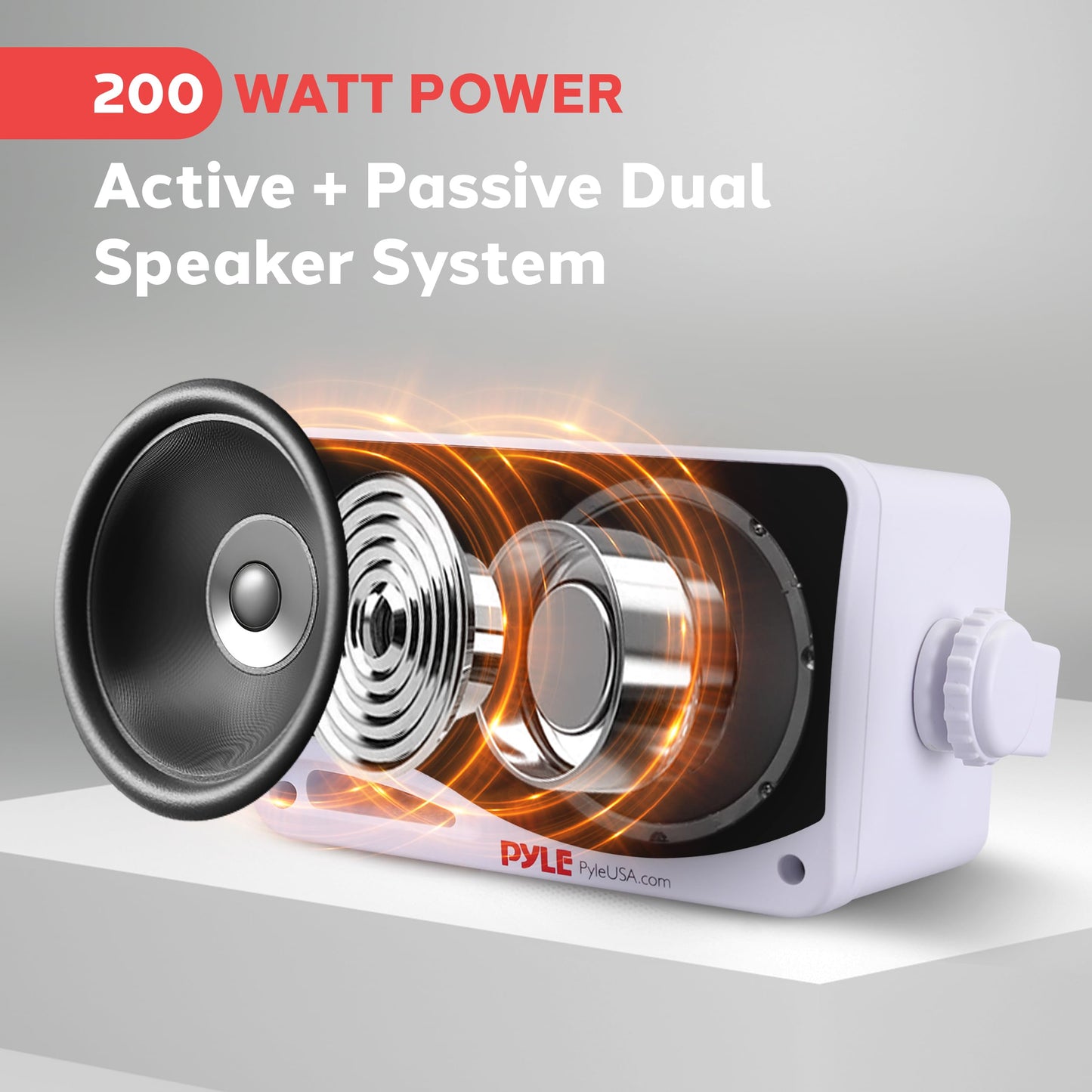 Pyle Outdoor Waterproof Wireless Bluetooth Speaker - 3.5 Inch Pair 3-way Active Passive Weatherproof Wall, Ceiling Mount Dual Speakers System w/ Heavy Duty Grill, Patio, Indoor Use -PDWR42WBT (White)