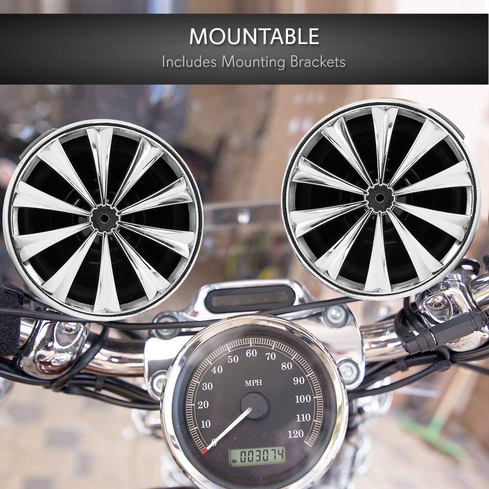Lanzar Motorcycle Waterproof Speaker Amplifier System Set of 3 Inch 700W Weatherproof Speakers, AUX in - Handlebar Mount Mini Stereo - for ATV,Motorbike OPTIMC90 Black, 16.00in. x 10.00in. x 5.00in.