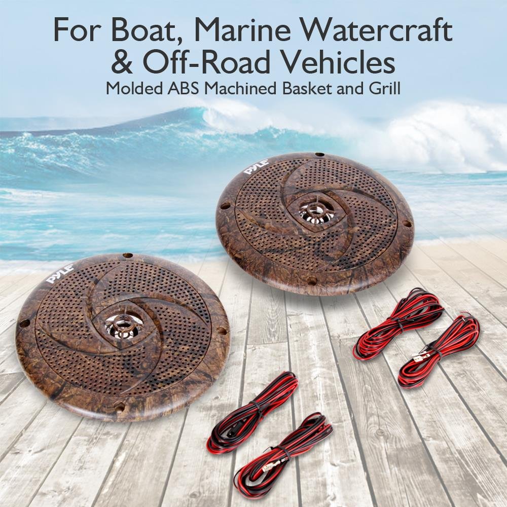 Pyle 6.5 Inch Marine Speakers - 2 Way IP44 Waterproof and Weather Resistant Outdoor Audio Stereo Sound System with Built-in Led Lights, 240 Watt Power and Low Profile Design - 1 Pair - PLMRLE64DK