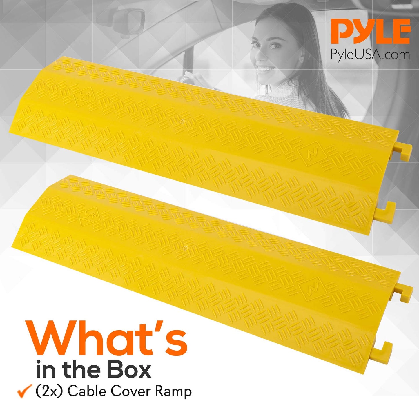 Pyle Durable Cable Ramp Protective Cover - 2,000 lbs Max Heavy Duty Drop Over Hose & Cable Track Protector, - Cable Concealer for Outdoor & Indoor Use