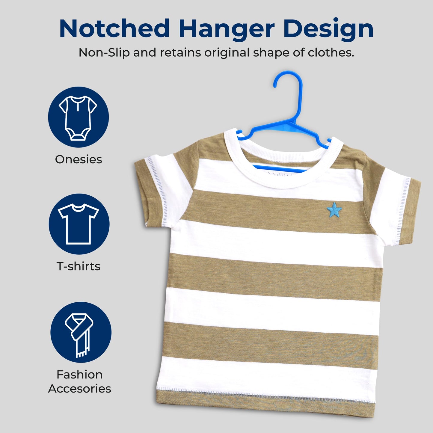 SereneLife 60 Pack Plastic Kids Hangers – Non-Slip Baby Hangers for Closet, Space-Saving Thin Design for Organizing Clothes, Infant, Toddler, and Newborn Clothing (Blue)