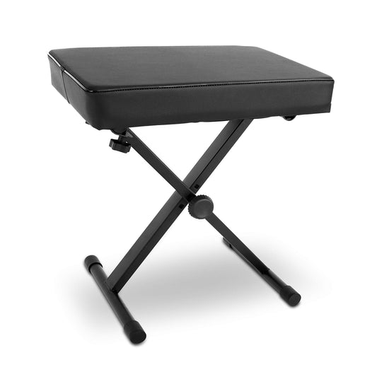 Pyle Adjustable Padded Keyboard Piano Bench - X-Style Foldable Keyboard Piano Seat w/Three Height Positions, 4 Non-Slip Rubber Feet, Extra Thick Foam Cushion PKST52