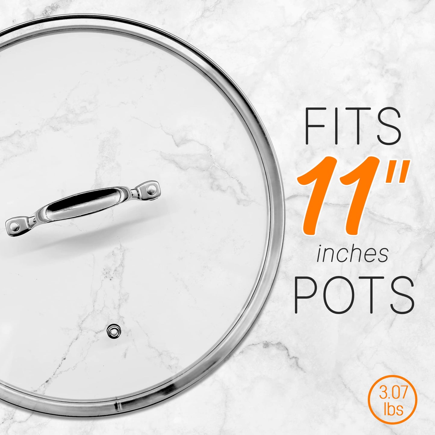 NutriChefKitchen Cookware Stockpot Lid, See Through Tempered Glass Lids, Works with Model: NCSP16, Stain Resistant and Easy to Clean